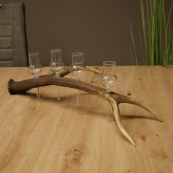 Set da liquore: 4 bicchierini con stelo su un corno di cervo rosso - Regalo 27.60.2.85