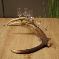 Set da liquore: 4 bicchierini con stelo su un corno di cervo rosso - Regalo 27.60.2.85