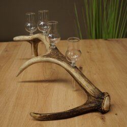 Set da liquore: 4 bicchierini con stelo su un corno di cervo rosso - Regalo 27.60.2.89