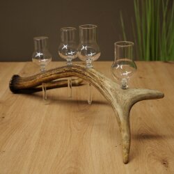 Set da liquore: 4 bicchierini con stelo su un corno di cervo rosso - Regalo 27.60.2.89