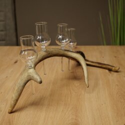 Set da liquore: 4 bicchierini con stelo su un corno di cervo rosso - Regalo 27.60.2.89