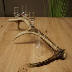 Set da liquore: 4 bicchierini con stelo su un corno di cervo rosso - Regalo 27.60.2.89