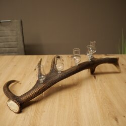 Liqueur Set: 5 Small Stemmed Glasses on a Red Deer Antler Stand – Gift Set 27.60.2.96