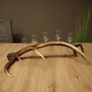 Liqueur Set: 5 Small Stemmed Glasses on a Red Deer Antler Stand – Gift Set 27.60.2.99
