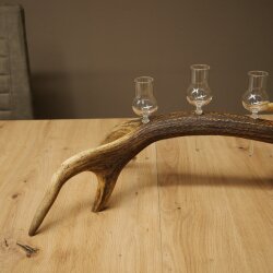 Liqueur Set: 5 Small Stemmed Glasses on a Red Deer Antler Stand – Gift Set 27.60.2.99