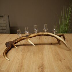 Liqueur Set: 5 Small Stemmed Glasses on a Red Deer Antler Stand – Gift Set 27.60.2.99