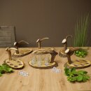Schnaps Anbieter Akazienschild mit Rothirsch Spitze + Gläser hoch weiß Jagdmotiv