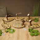 Schnaps Anbieter Akazienschild mit Rothirsch Spitze + Gläser hoch weiß Jagdmotiv