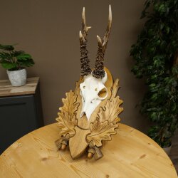Rehgeweih Reh Gehörn Bock Rehgehörn Geweih auf geschnitztem Trophäenschild 609.103