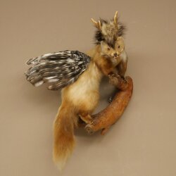 Wolpertinger Fabelwesen Marder mit Rehgeweih Flügel Punkfrisur Wolpi Präparat Höhe 59 cm