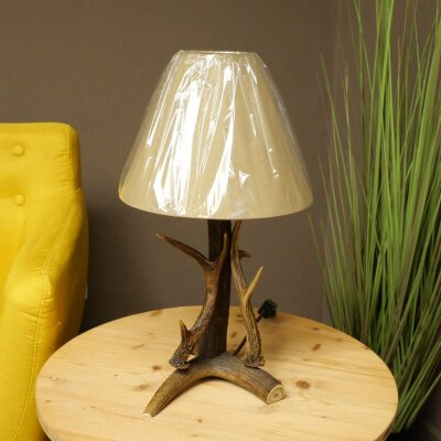 Stehlampe aus Rothirsch Rehbock Stange 1 flammig Lampe Leuchte Lampenschirm