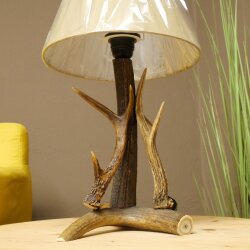 Stehlampe aus Rothirsch Rehbock Stange 1 flammig Lampe Leuchte Lampenschirm