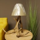 Stehlampe aus 3 Stück Rothirsch Stangen 1 flammig Lampe Leuchte Lampenschirm