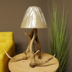Stehlampe aus 3 Stück Rothirsch Stangen 1 flammig Lampe Leuchte Lampenschirm