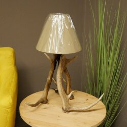 Stehlampe aus 3 Stück Rothirsch Stangen 1 flammig Lampe Leuchte Lampenschirm