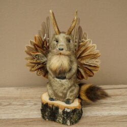 Wolpertinger Murmel Präparat Plüsch Fabelwesen mit Flügel Bart Geweih Wolpi 86.16.47
