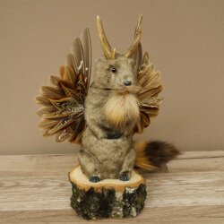 Wolpertinger Murmel Präparat Plüsch Fabelwesen mit Flügel Bart Geweih Wolpi 86.16.47