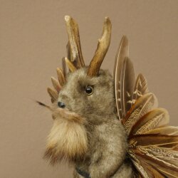 Wolpertinger Murmel Präparat Plüsch Fabelwesen mit Flügel Bart Geweih Wolpi 86.16.47