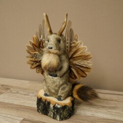 Wolpertinger Murmel Präparat Plüsch Fabelwesen mit Flügel Bart Geweih Wolpi 86.16.47