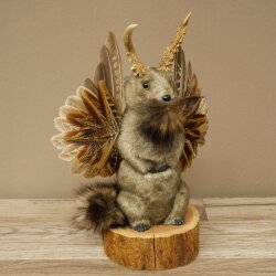 Wolpertinger Murmel Präparat Plüsch Fabelwesen mit Flügel Bart Geweih Wolpi 86.16.48