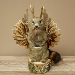 Wolpertinger Murmel Präparat Plüsch Fabelwesen mit Flügel Bart Geweih Wolpi 86.16.49