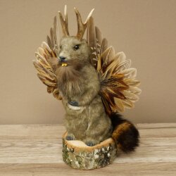 Wolpertinger Murmel Präparat Plüsch Fabelwesen mit Flügel Bart Geweih Wolpi 86.16.49