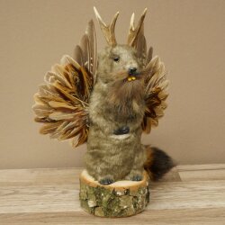 Wolpertinger Murmel Präparat Plüsch Fabelwesen mit Flügel Bart Geweih Wolpi 86.16.49