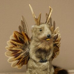 Wolpertinger Murmel Präparat Plüsch Fabelwesen mit Flügel Bart Geweih Wolpi 86.16.51