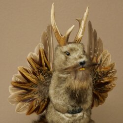 Wolpertinger Murmel Präparat Plüsch Fabelwesen mit Flügel Bart Geweih Wolpi 86.16.53