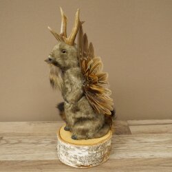 Wolpertinger Murmel Präparat Plüsch Fabelwesen mit Flügel Bart Geweih Wolpi 86.16.53