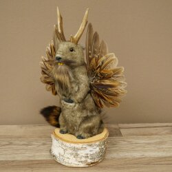 Wolpertinger Murmel Präparat Plüsch Fabelwesen mit Flügel Bart Geweih Wolpi 86.16.53