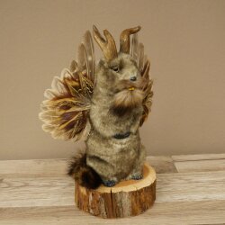 Wolpertinger Murmel Präparat Plüsch Fabelwesen mit Flügel Bart Geweih Wolpi 86.16.55