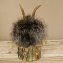 Wolpertinger Wolpi Präparat Mini auf Holz Edelweiss und lila Augen Höhe 21 cm 86.1.3.54