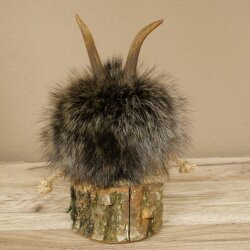 Wolpertinger Wolpi Präparat Mini auf Holz Edelweiss und lila Augen Höhe 21 cm 86.1.3.54