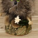 Wolpertinger Wolpi Präparat Mini auf Holz Edelweiss und grüne Augen Höhe 23 cm 86.1.3.56