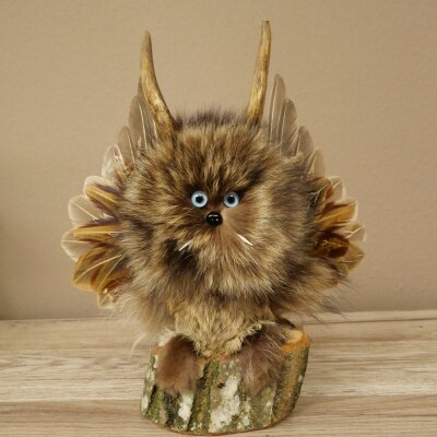 Wolpertinger Piccolo Wolpi Esemplare imbalsamato Occhi azzurri Ali Corna di capriolo Corno 86.2.135