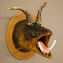 Fischwolpi Wolpertinger avec tête de chevreuil, truite empaillée, dents