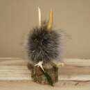 Wolpertinger Wolpi Präparat Mini auf Holz Edelweiss und gelbe Augen Höhe 22 cm 86.1.3.57