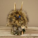 Wolpertinger Wolpi opgezette miniatuur op hout, edelweiss...