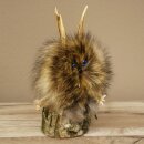 Wolpertinger Wolpi Präparat Mini auf Holz Edelweiss und blaue Augen Höhe 22 cm 86.1.3.58