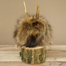 Wolpertinger Wolpi Präparat Mini auf Holz Edelweiss und blaue Augen Höhe 22 cm 86.1.3.58
