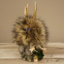 Wolpertinger Wolpi Präparat Mini auf Holz Edelweiss und blaue Augen Höhe 22 cm 86.1.3.58