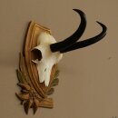 Gamsgeweih Geiß SL bis 19,5cm Gams Gems Geweih auf geschnitztem Trophäenschild 47.292