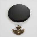 Boar shield, boar board, trophy board, round, dark, AF 17 cm, with oak leaf cover sheet, large