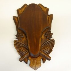 Trophy plaque for chamois Carved brown chamois Height 23 cm