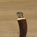 Flaschenöffner mit Hirsch Geweih Stange Hirschhorn Griff mit Endkappe Verzierung Wildschwein stehend GL22cm #27.19.8.11