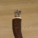 Flaschenöffner mit Hirsch Geweih Stange Hirschhorn Griff mit Endkappe Verzierung Wildschwein stehend GL22cm #27.19.8.11