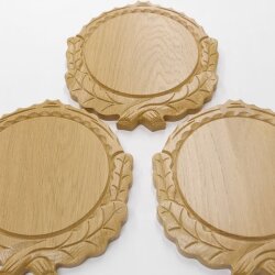 3 Stück Keilerschilder geschnitzt Eiche hell AF 16 cm Keilerbrett Gewaffbrett Trophäenschild