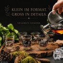 6 teiliges Schnaps Gläser Set "kurz" mit Jagdmotiv in weiß Glas
