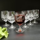 Set di 6 bicchieri da vino con motivo caccia